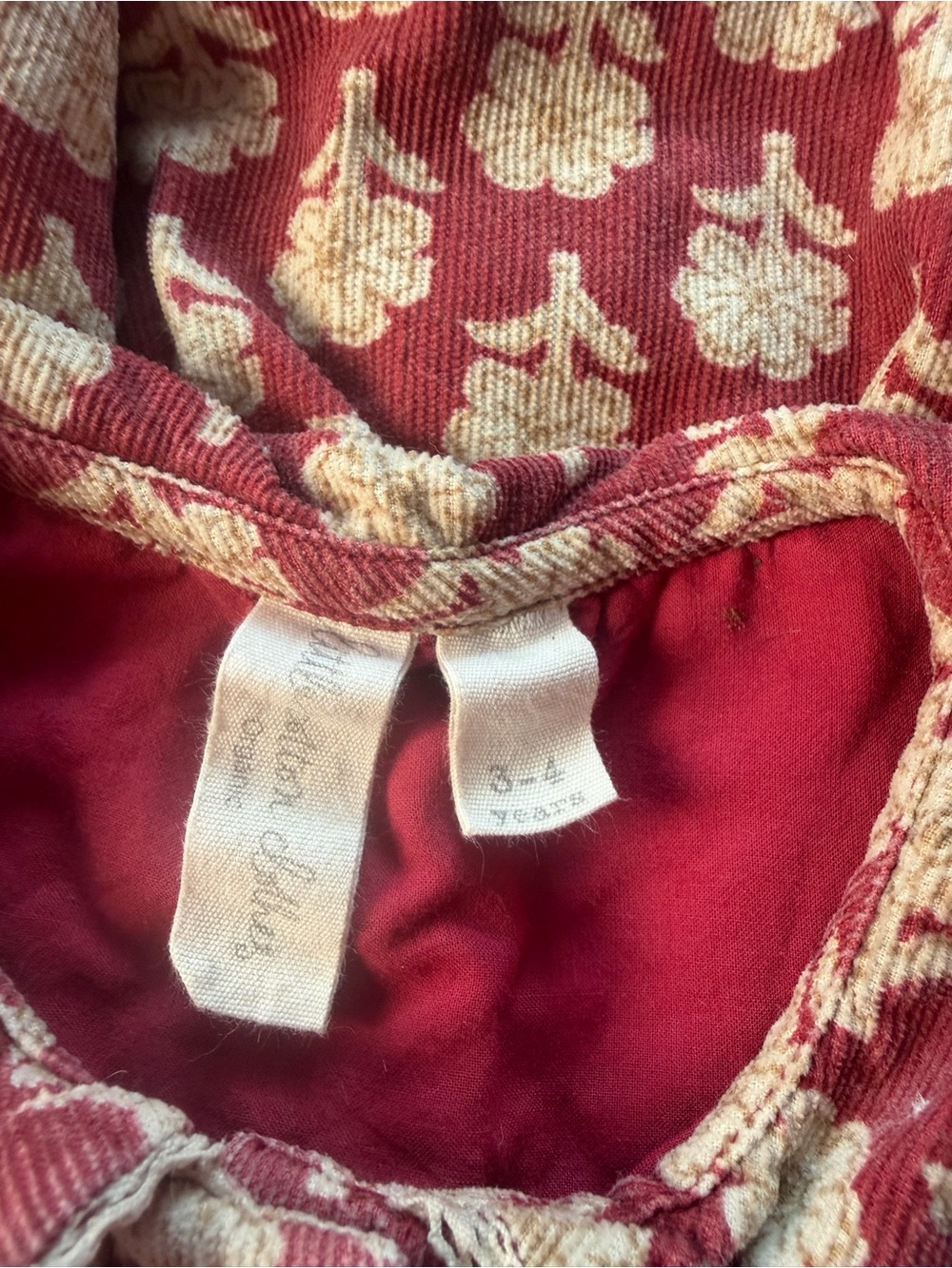 Smocked Maroon Floral Nightgown for Kids - Picture 3 of 3